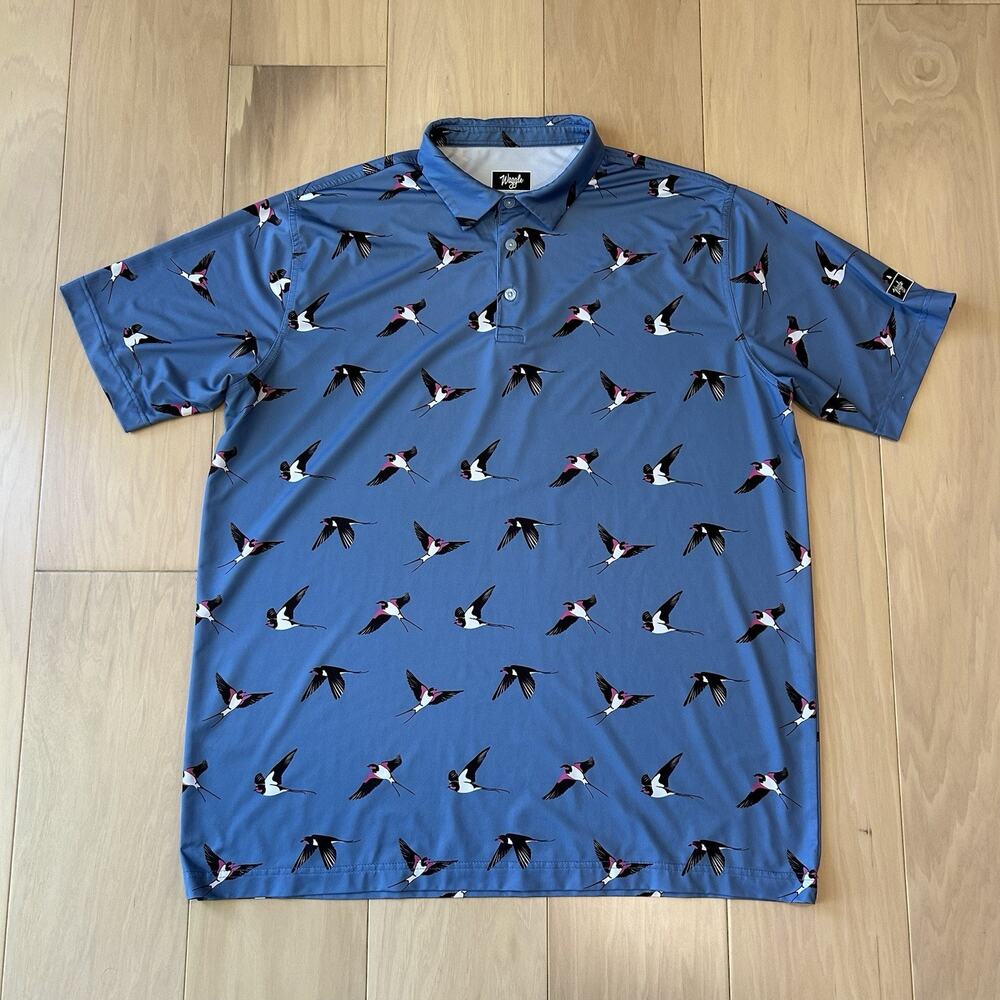 Waggle Golf Performance Polo Shirt Short Sleeve Barn Swallow Men's 2XL